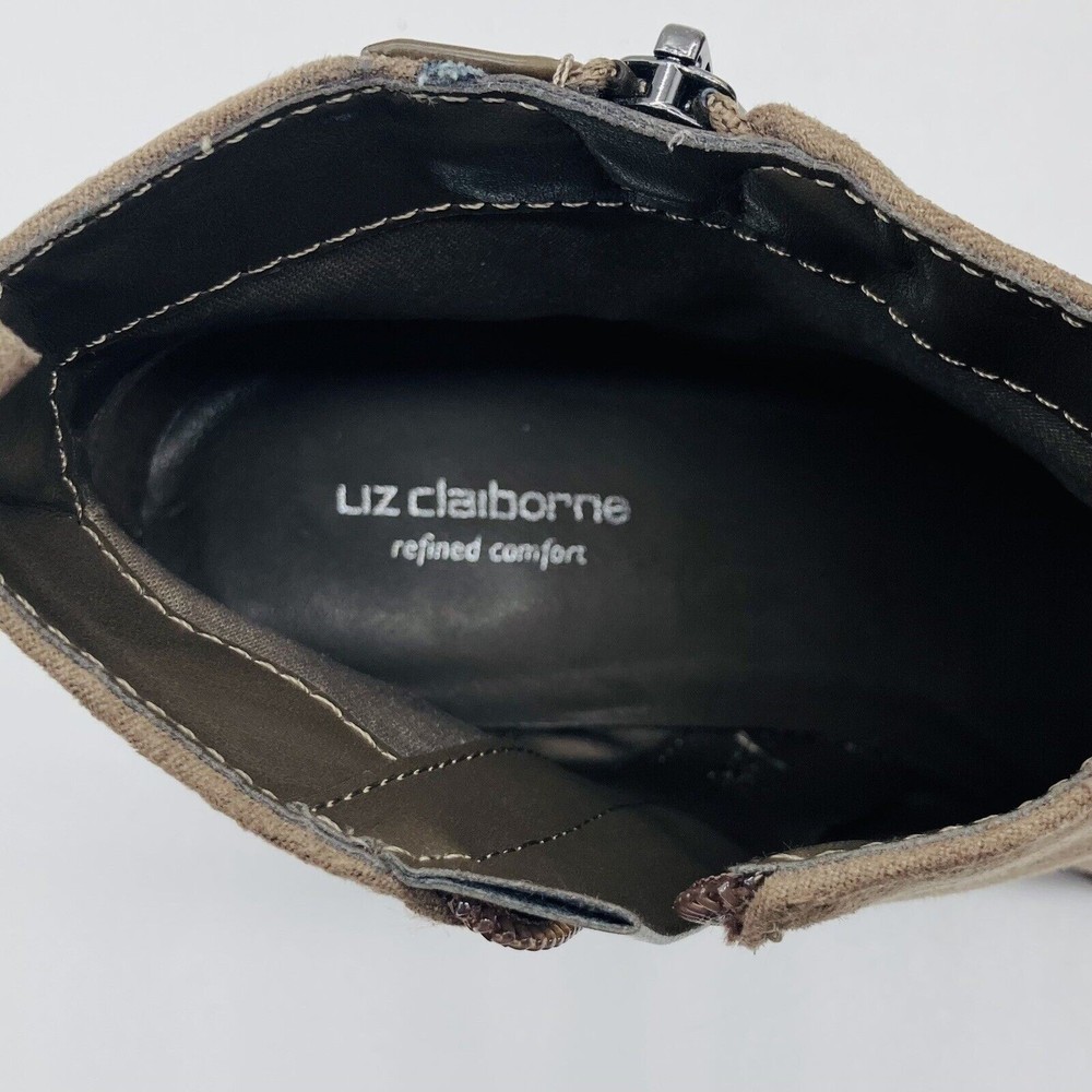 Liz Claiborne Refined Comfort Sz 7M Suede Ankle Boots Zip Closure Block Heel Tan - Picture 4 of 12